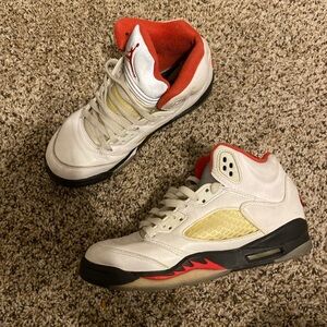Jordan’s 5! Color red white and black